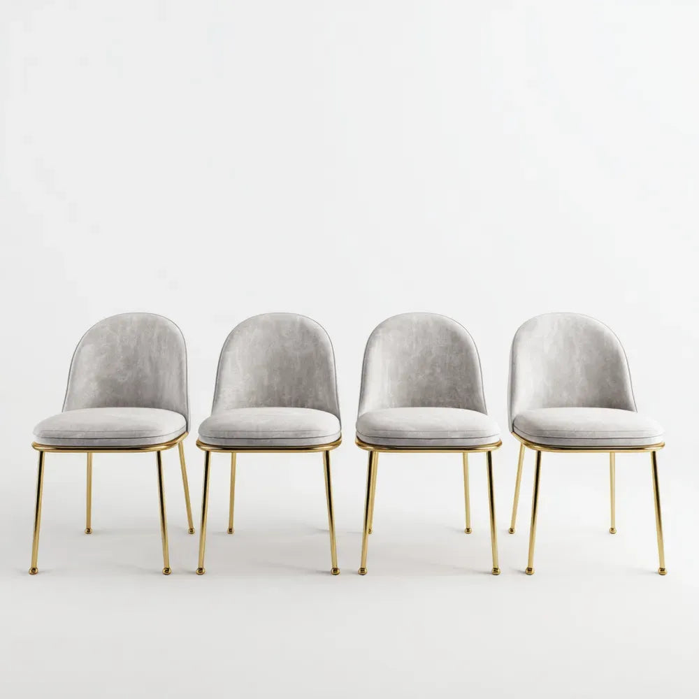 Dining Chair Set Velvet Upholstered 60x50x85 cm - Light Gray - Modern Style