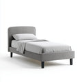 Single Bed Linen Upholstered 200x90x100 cm - Light Gray - Modern Design