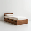 Single Bed Wooden Frame 200x100x90 cm - Walnut Finish - Modern Design
