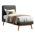 Single Bed Upholstered Fabric 200x100x100 cm – Dark Gray – Modern Style