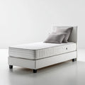 Single Bed 200x100x90 cm - Wooden Frame Upholstered - White - Minimalist Style