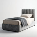 Single Bed Upholstered Faux Leather 200x100x120 cm - Dark Grey - Modern Design