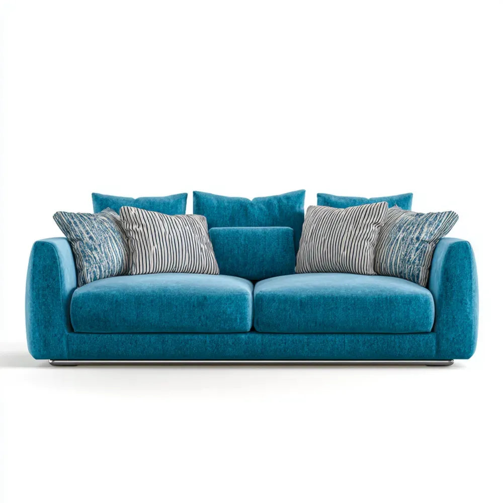 Contemporary Sofa Set - Fabric Upholstered 220x95x85 cm - Blue